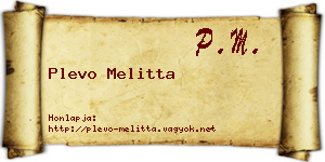 Plevo Melitta névjegykártya
